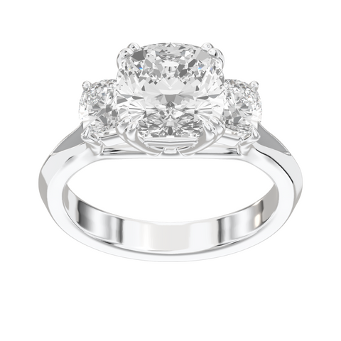 Eve Cushion Three Stone Classic Engagement Ring