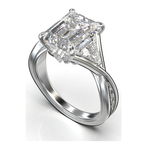 Eve Emerald Trapezoid Twist Three-Stone Ring
