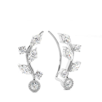 Celina Classic Moissanite Diamond  Ear Climbers 925 Sterling Silver