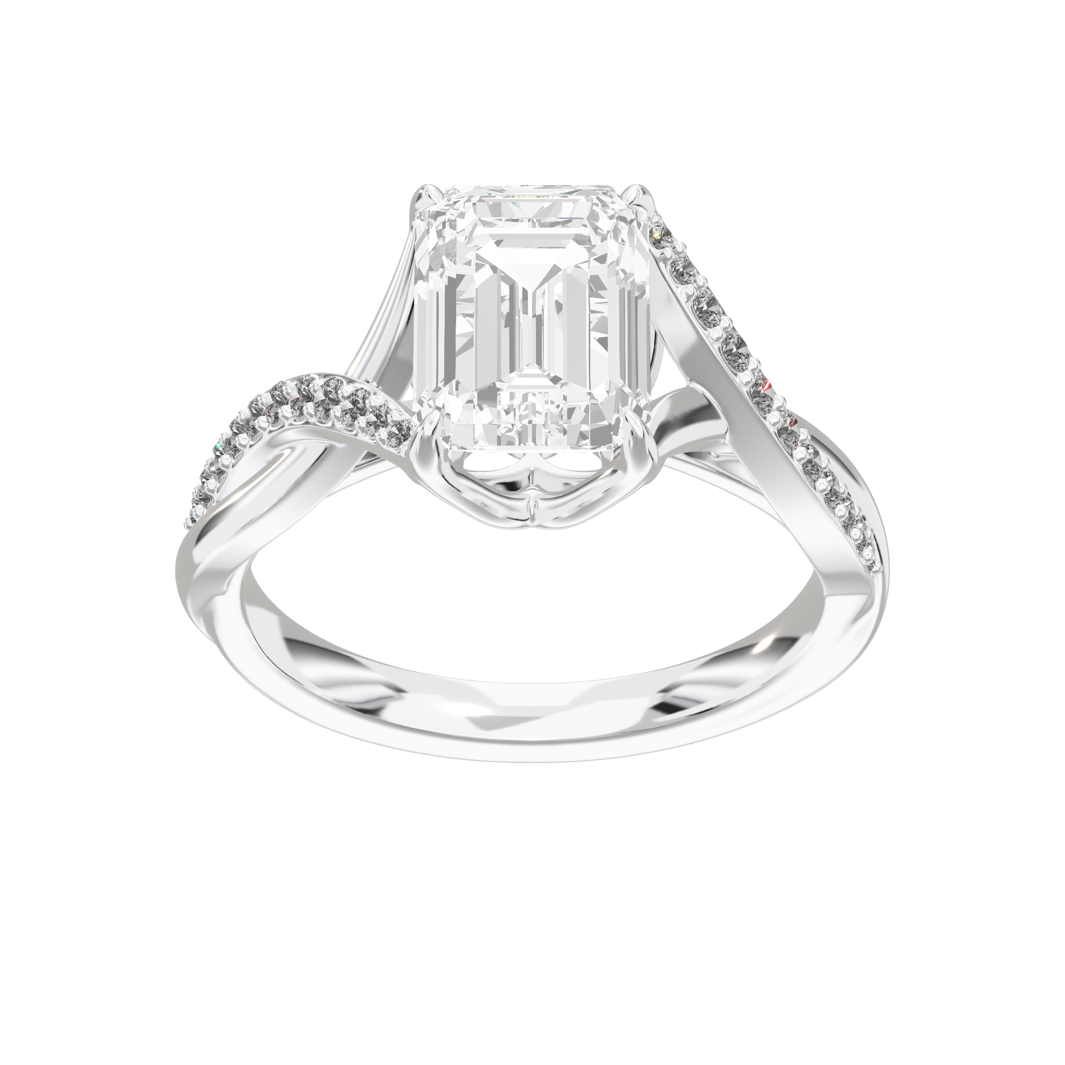 Eve Emerald Twisted Side-Stone Engagement Ring