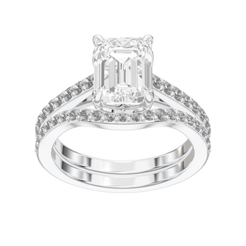 Eve Emerald Side-Stone Bridal Set