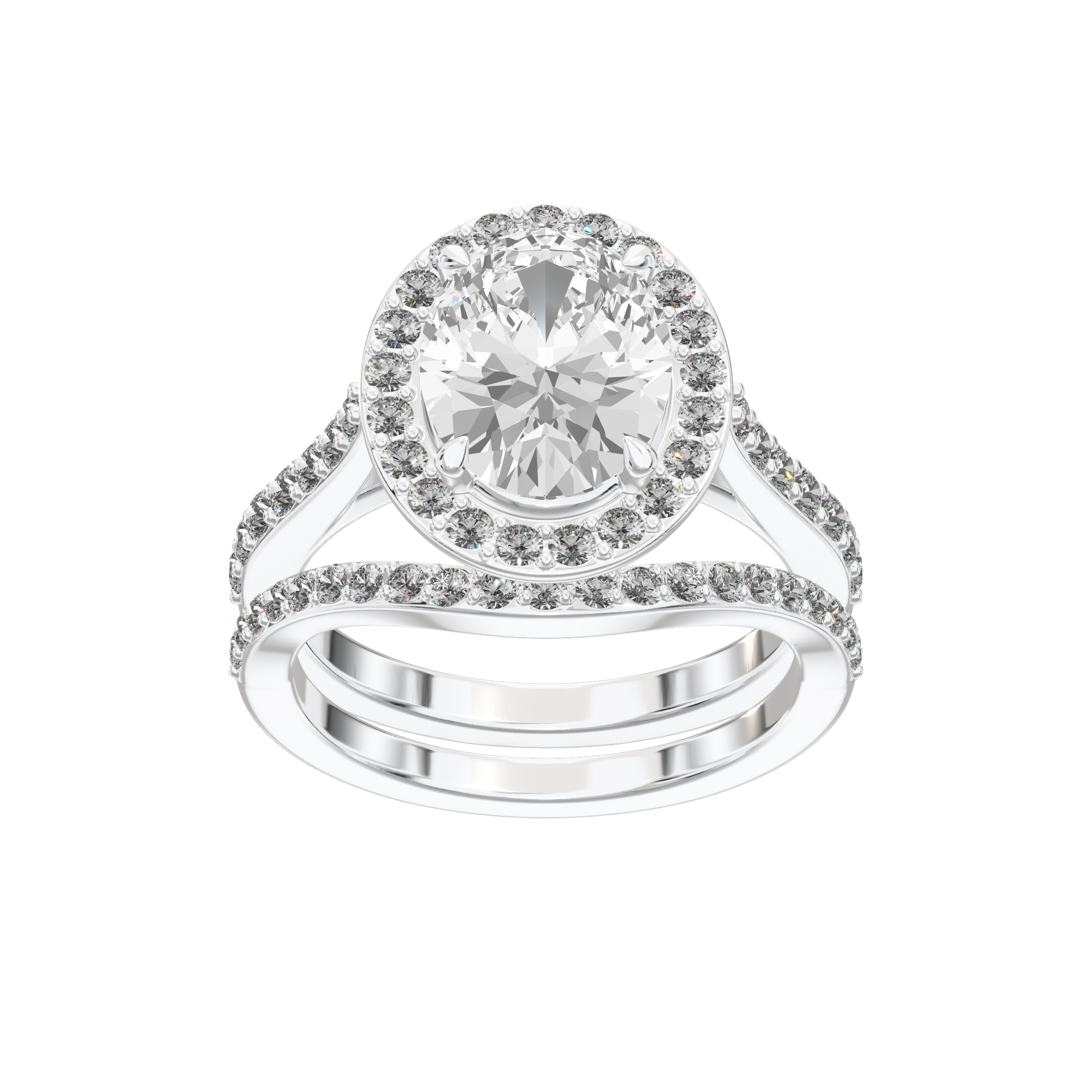Iris Oval Accented Halo Bridal Set