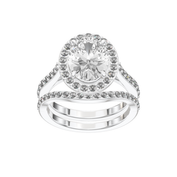 Iris Oval Accented Halo Bridal Set