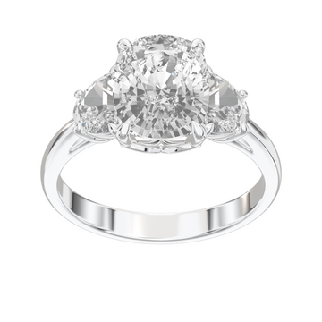 Eve Elongated Cushion Eclipse of Love Three-Stone Ring