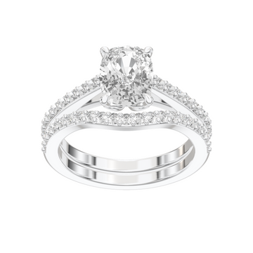 Eve Elongated Cushion Sleek Stylish Side-Stone Bridal Set