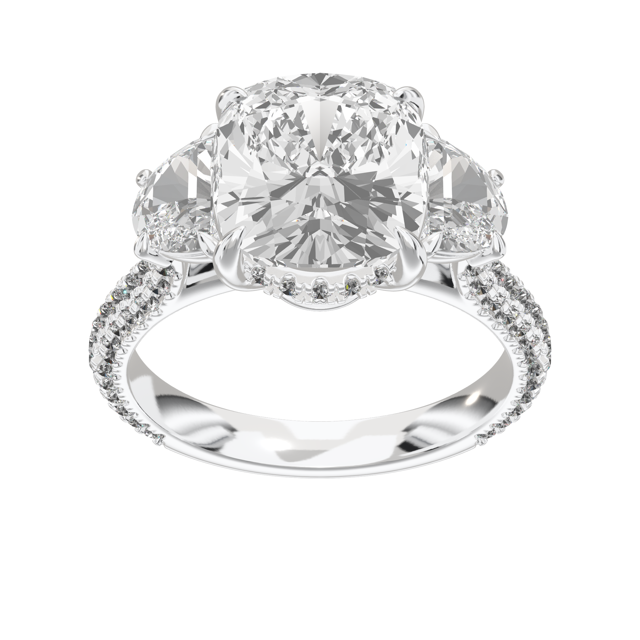 Lume Cushion Three-Stone Ring