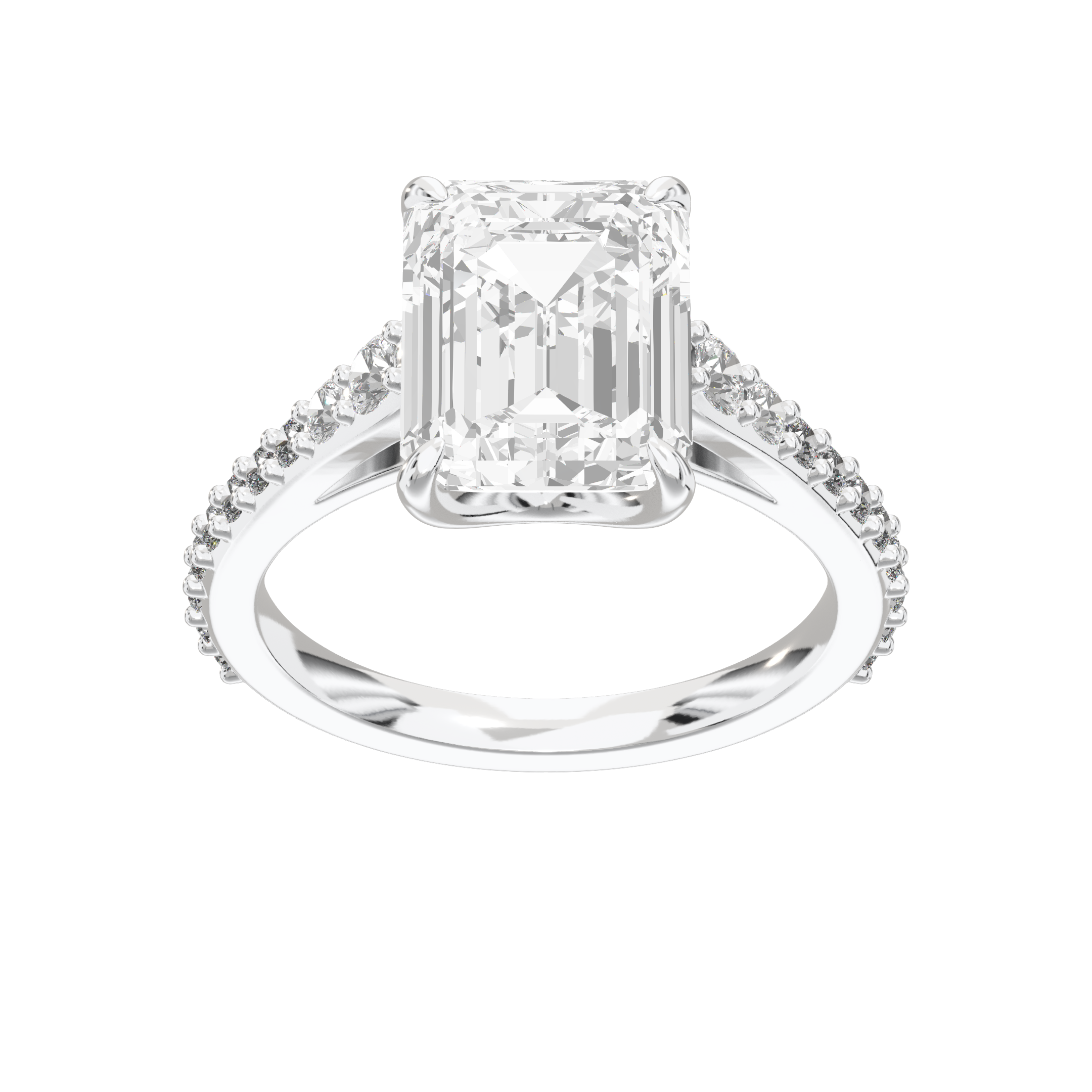 Eve Emerald Graduated Side-Stone Engagement Ring