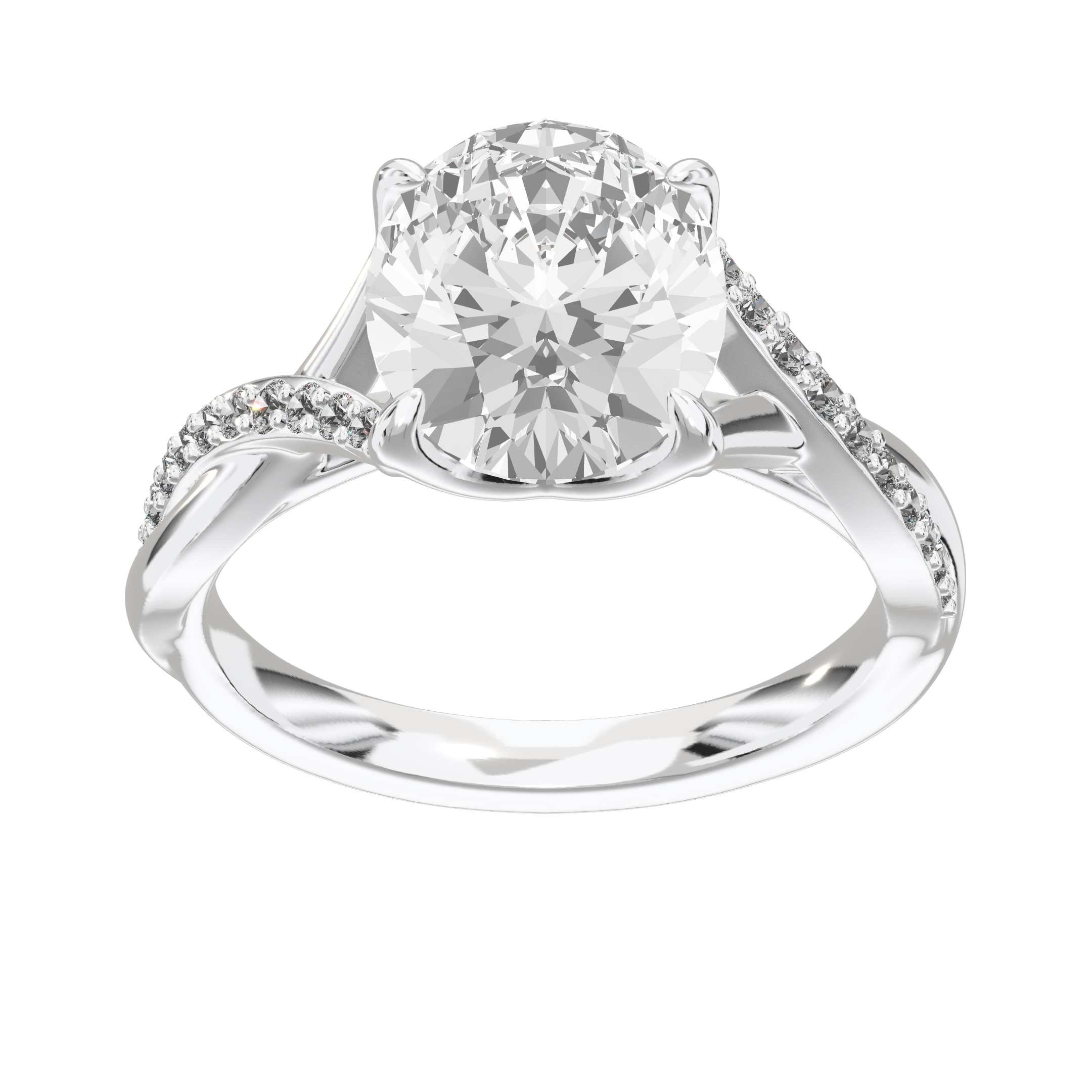 Eve Oval Twisted Side-Stone Engagement Ring