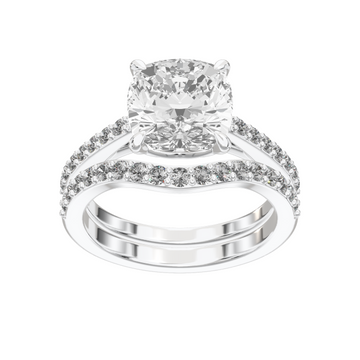 Eve Cushion Sleek Stylish Side-Stone Bridal Set
