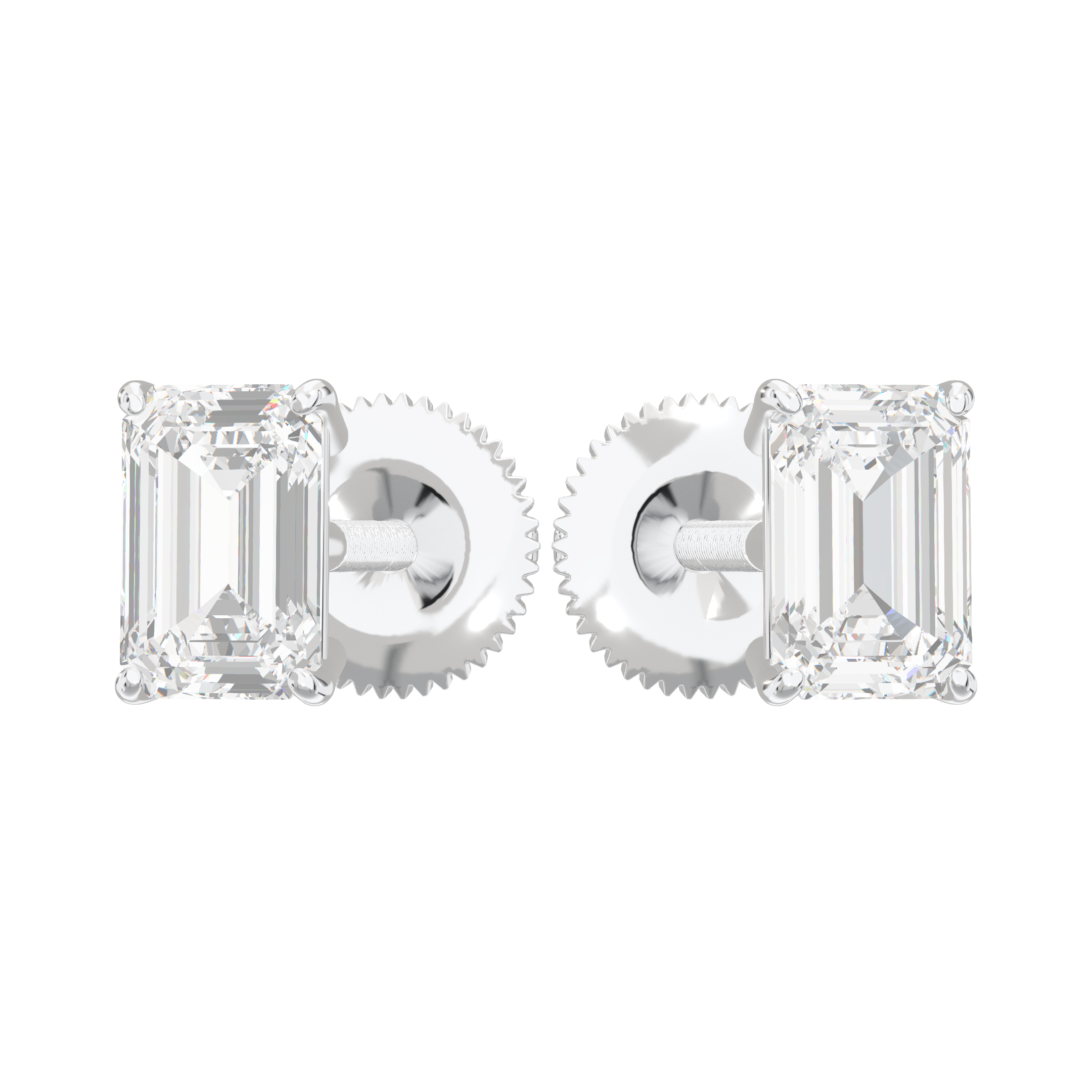 Eve Emerald Radiant Four-Prong Basket Stud 0.5 ct