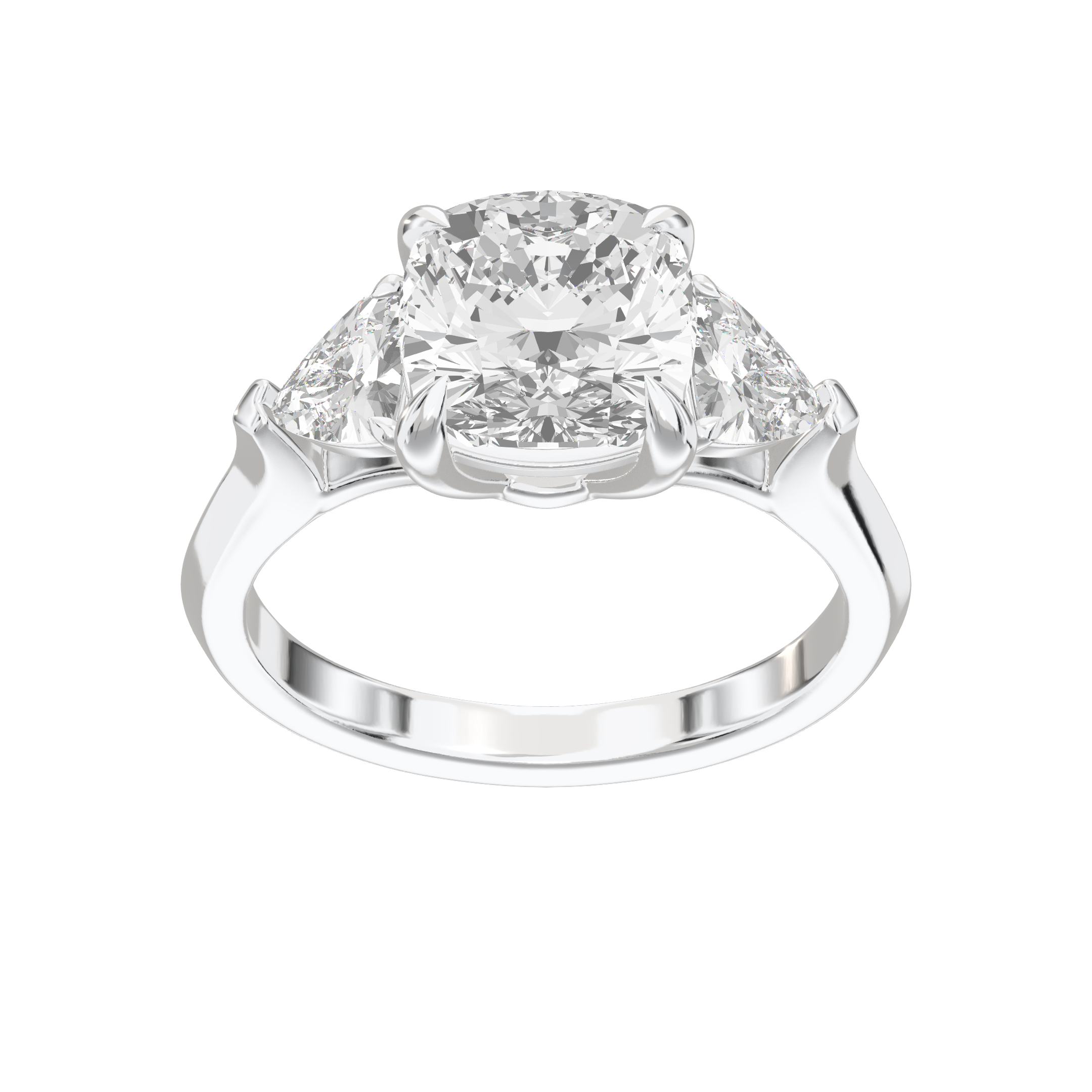 Eve Cushion Claw Prong Three-Stone Ring
