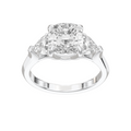 Eve Cushion Claw Prong Three-Stone Ring