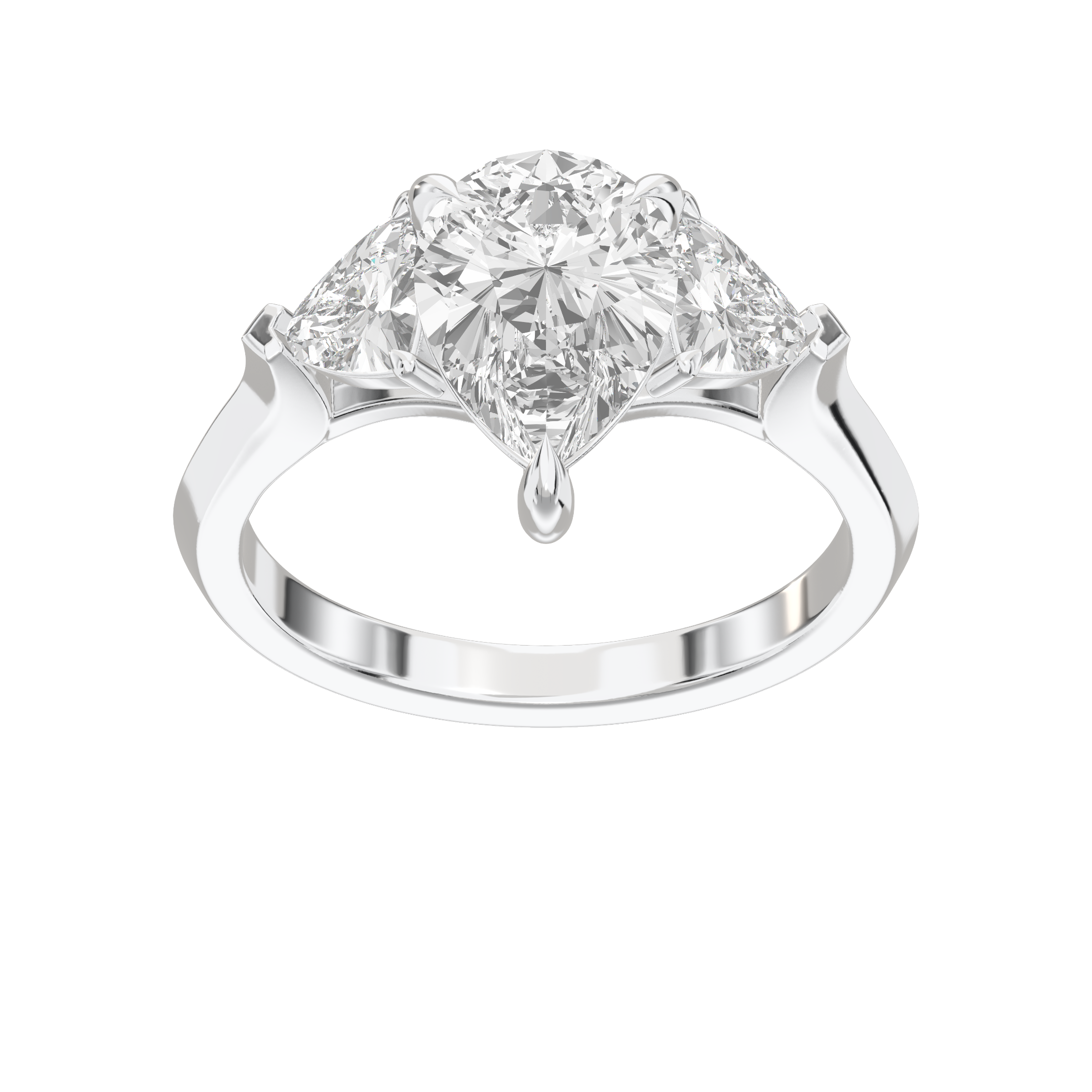 Eve Pear Claw Prong Three-Stone Ring
