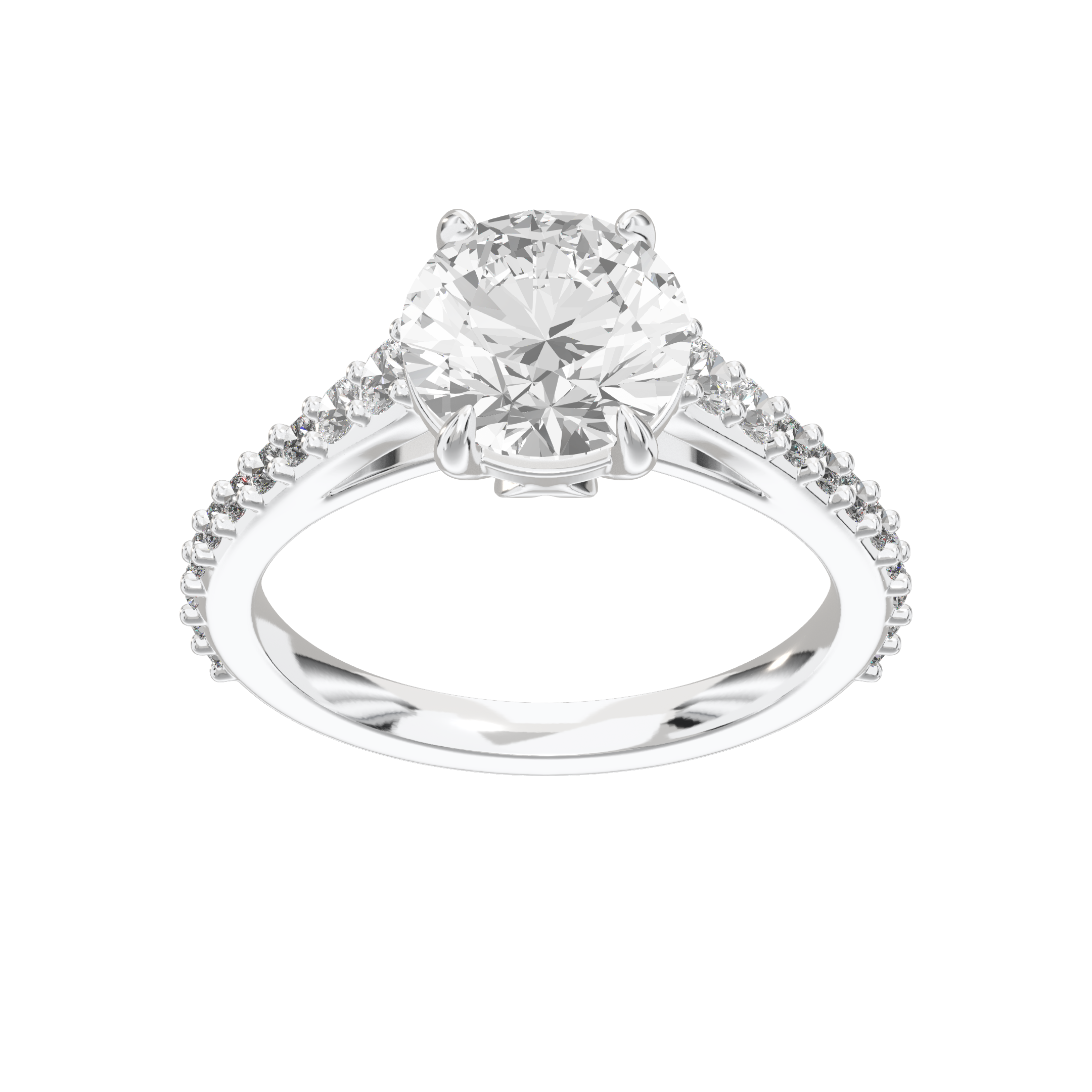 Eve Round Graduated Side-Stone Engagement Ring