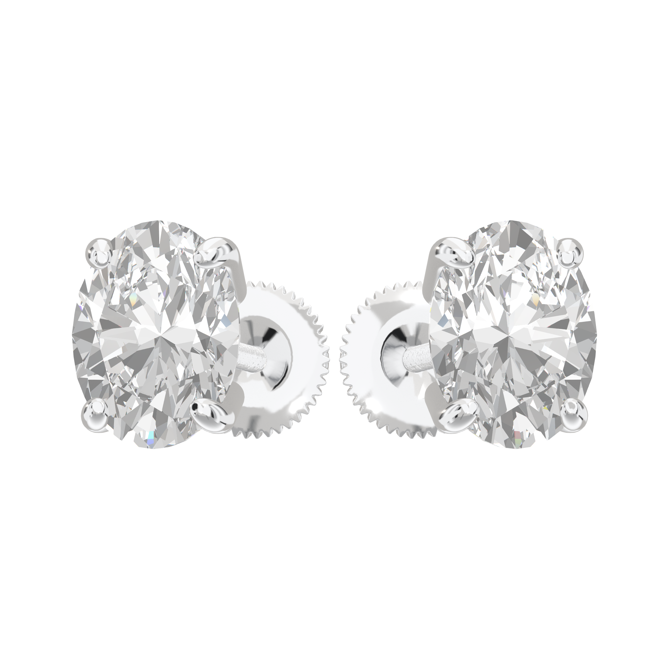 Eve Oval Radiant Four-Prong Basket Stud 2 ct