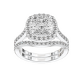 Iris Cushion Accented Halo Bridal Set
