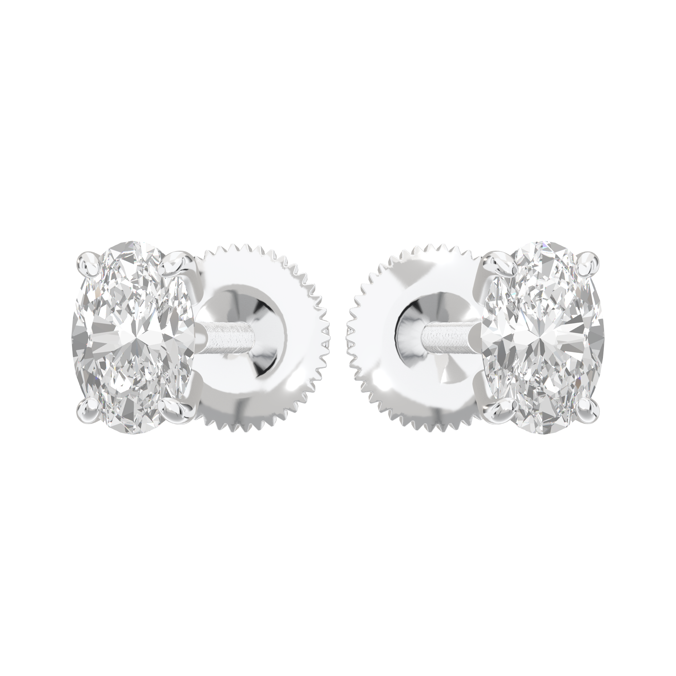 Eve Oval Radiant Four-Prong Basket Stud 0.5 ct