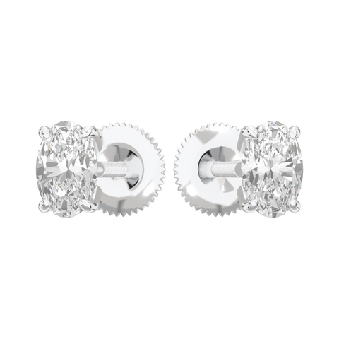 Eve Oval Radiant Four-Prong Basket Stud