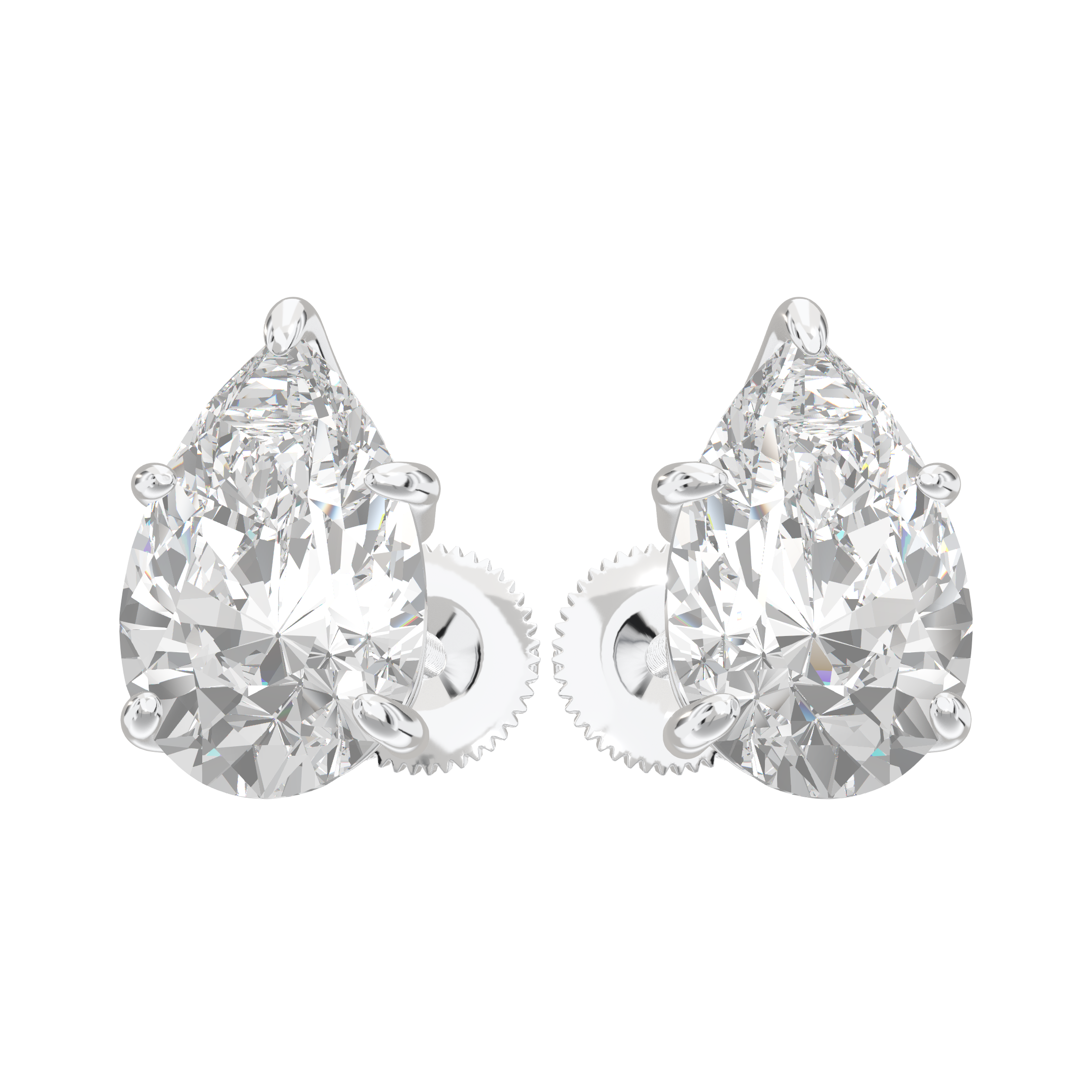 Eve Pear Radiant Three-Prong Martini Stud 3 ct