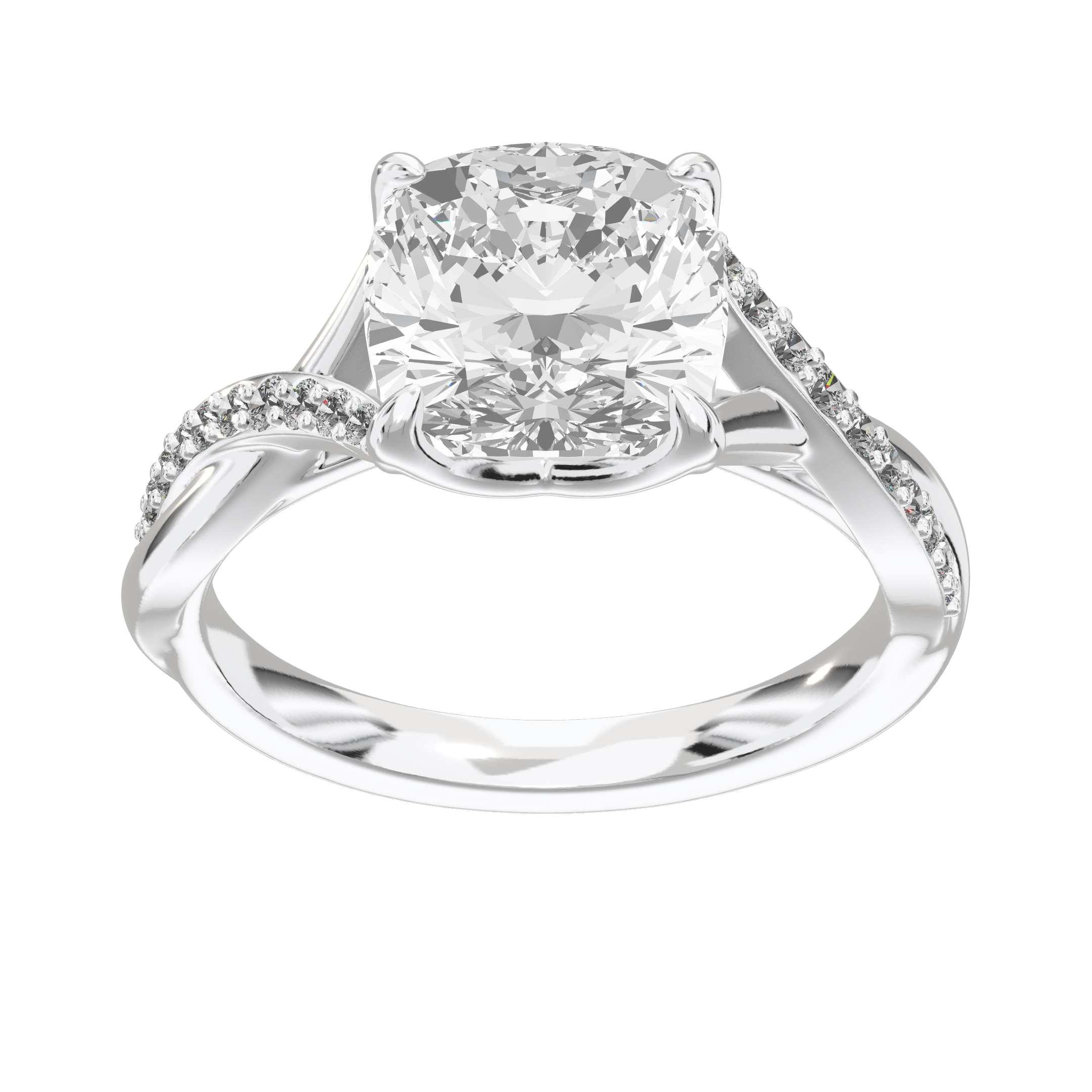 Eve Cushion Twisted Side-Stone Engagement Ring
