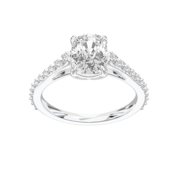 Eve Elongated Cushion Graduated Side-Stone Engagement Ring