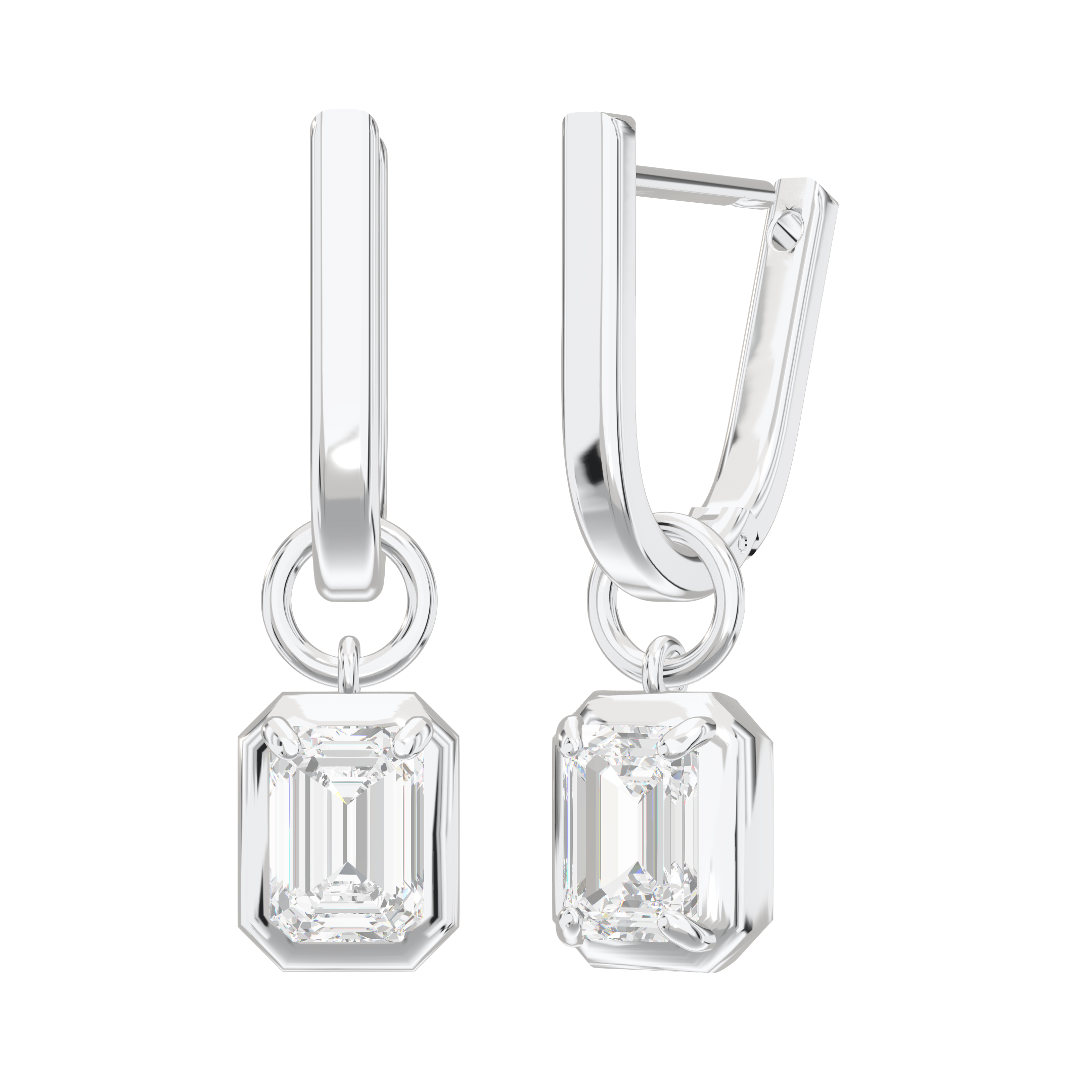 Aria Drop and Emerald Cut Hoop Earrings