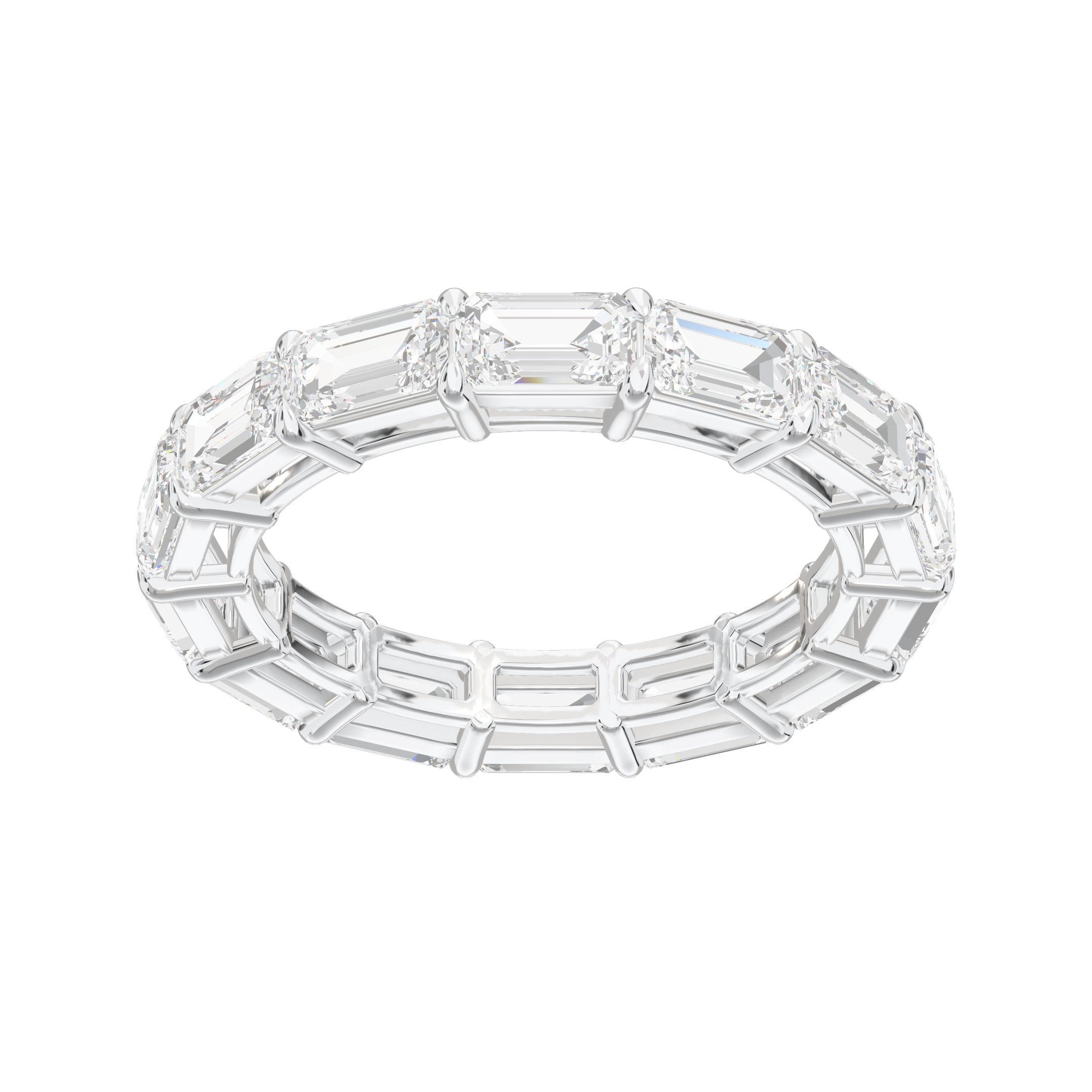 Eve Emerald East-West Basket Eternity Band