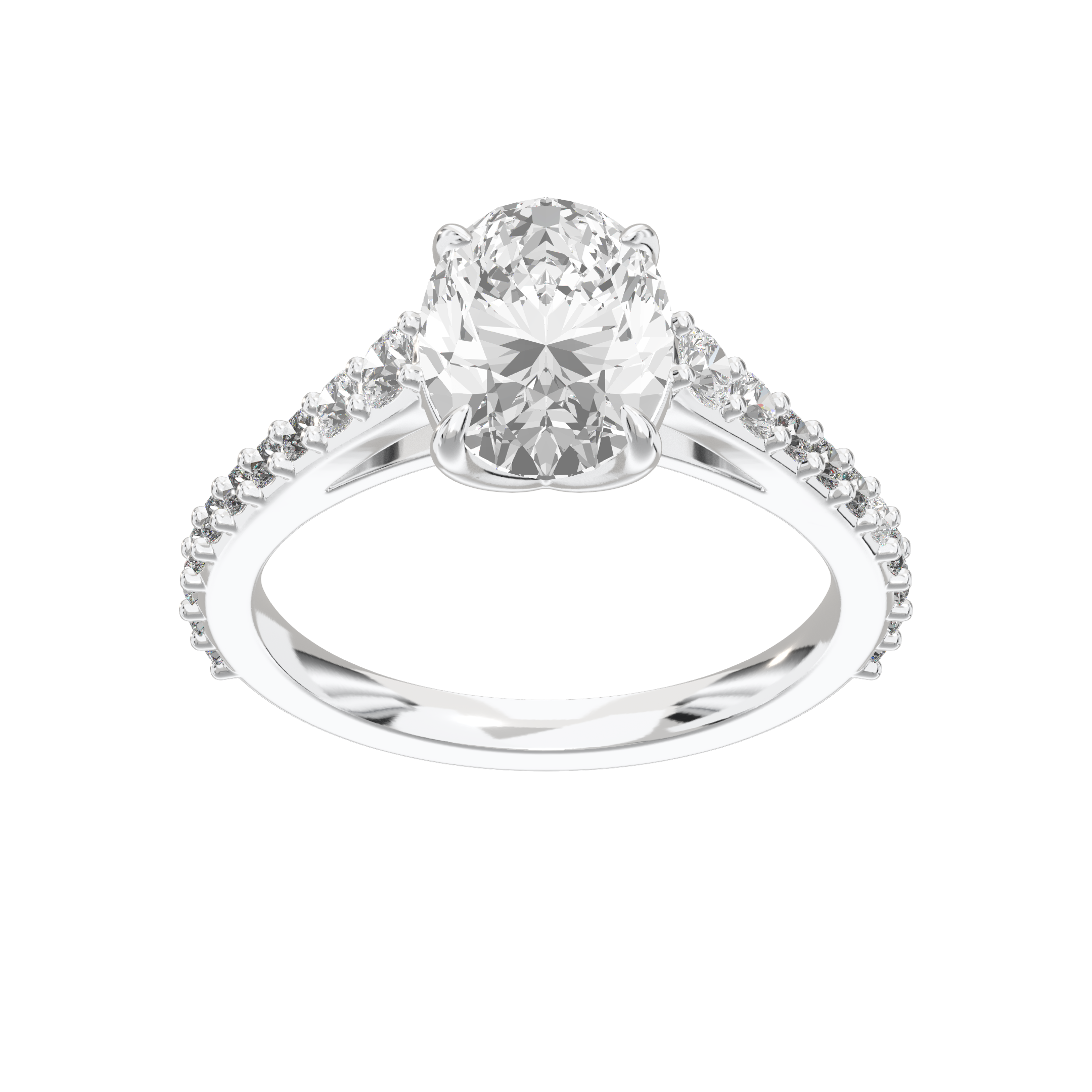 Eve Oval Graduated Side-Stone Engagement Ring