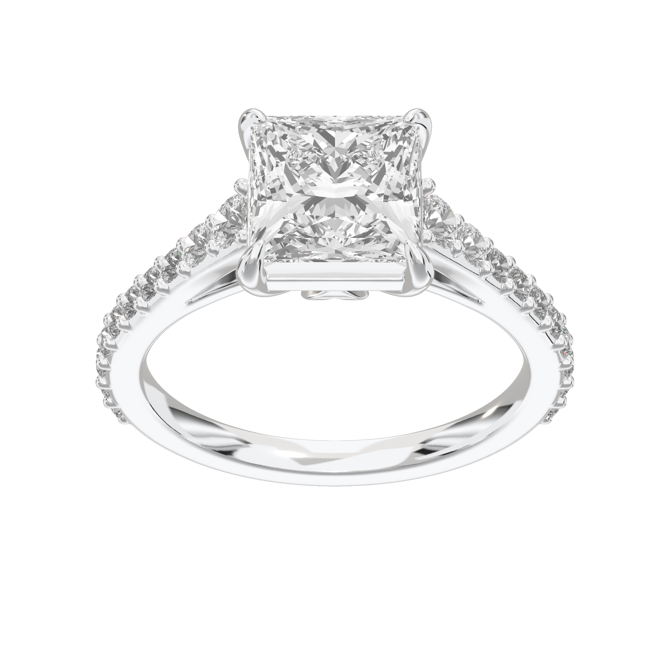 Eve Princess Graduated Side-Stone Engagement Ring