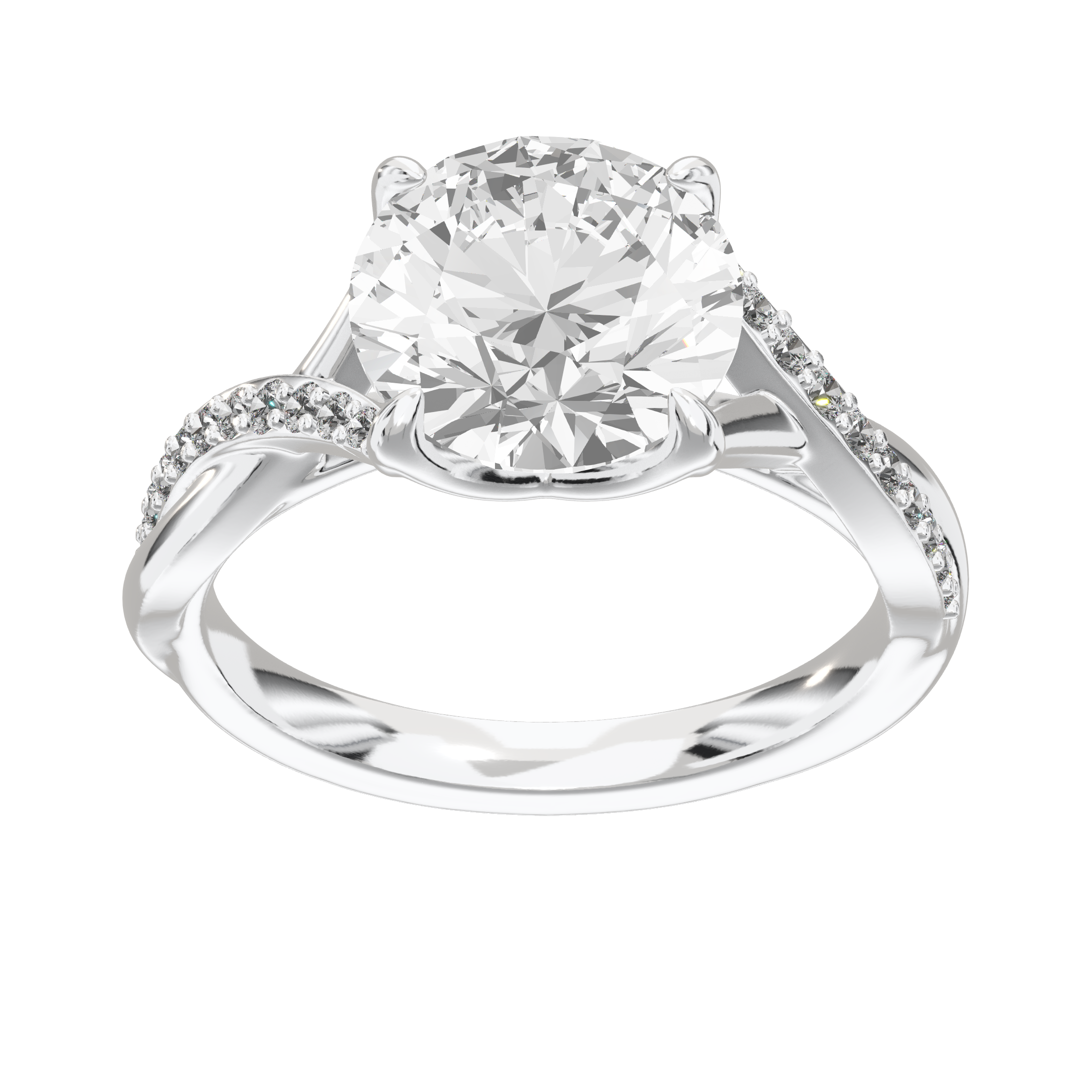 Eve Round Twisted Side-Stone Engagement Ring