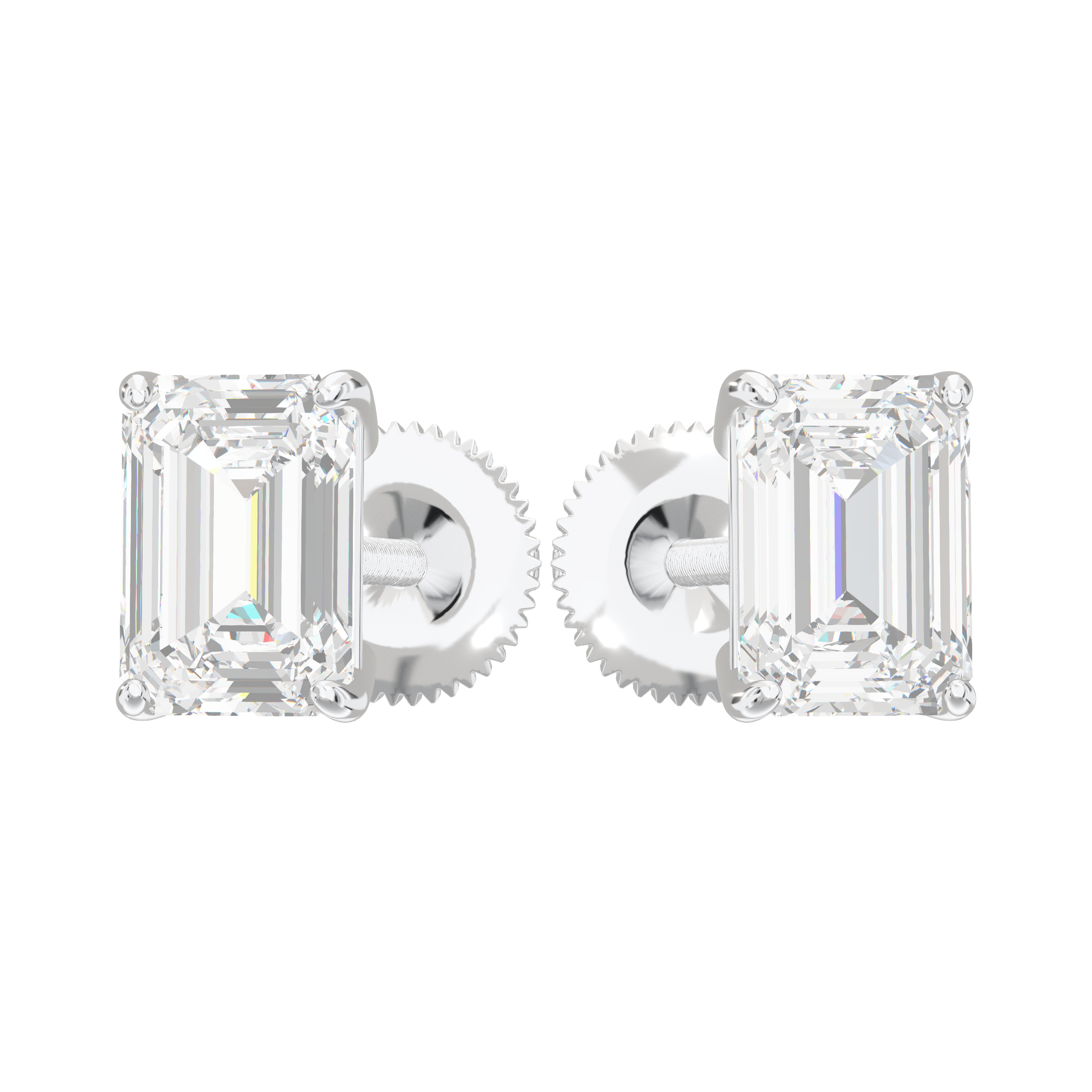 Eve Emerald Radiant Four-Prong Basket Stud 1 ct