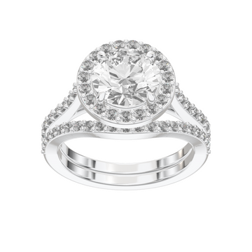 Iris Round Accented Halo Bridal Set