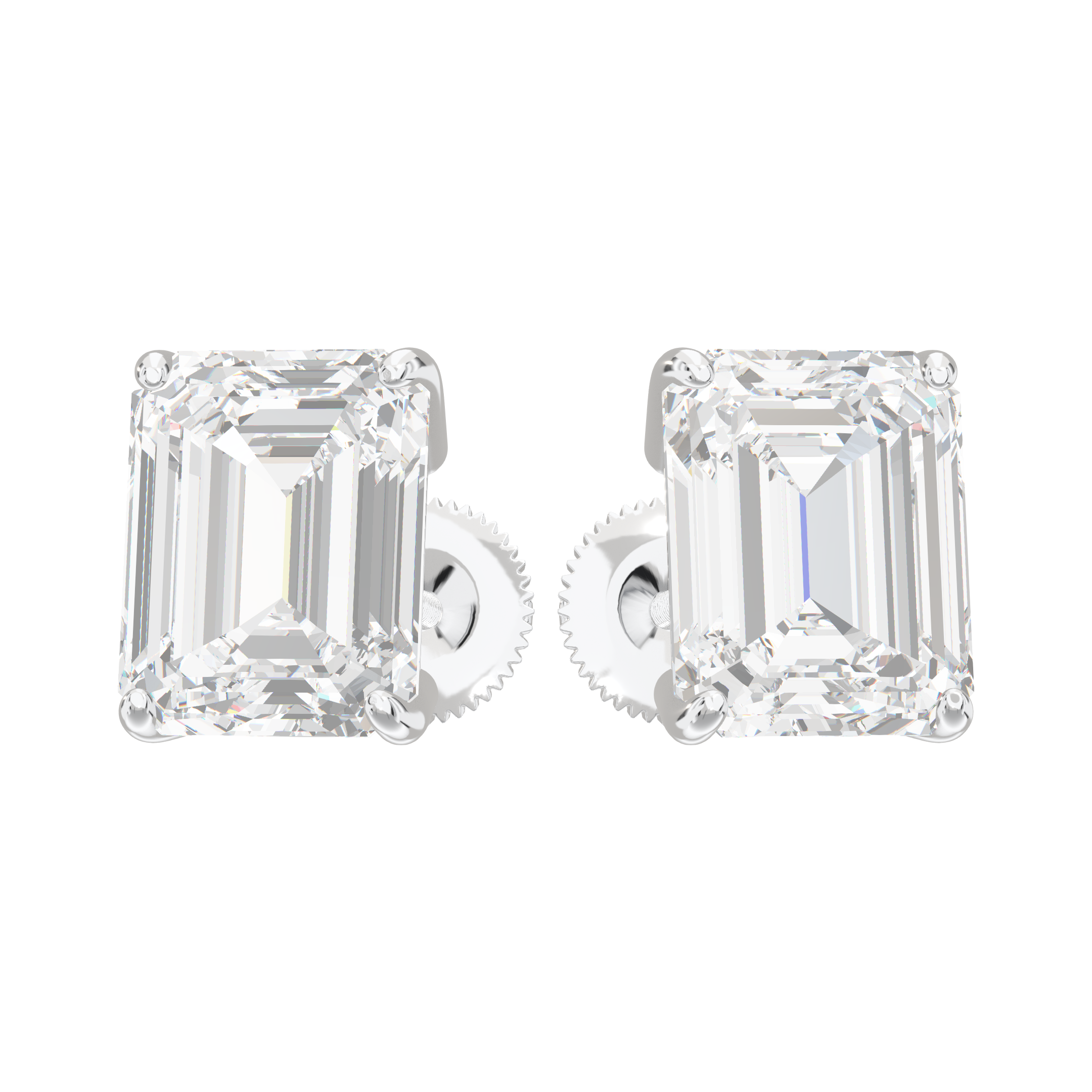 Eve Emerald Radiant Four-Prong Basket Stud 3 ct