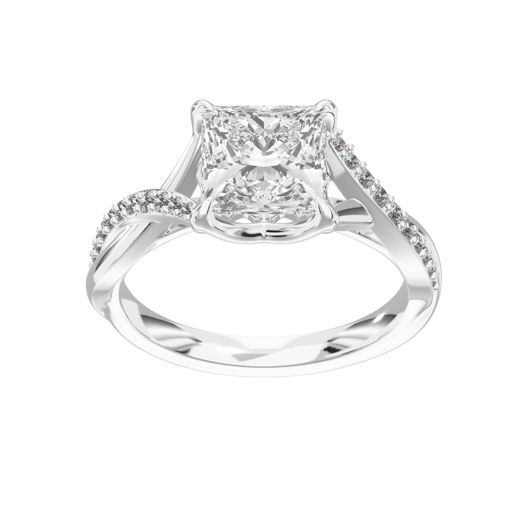 Eve Princess Twisted Side-Stone Engagement Ring