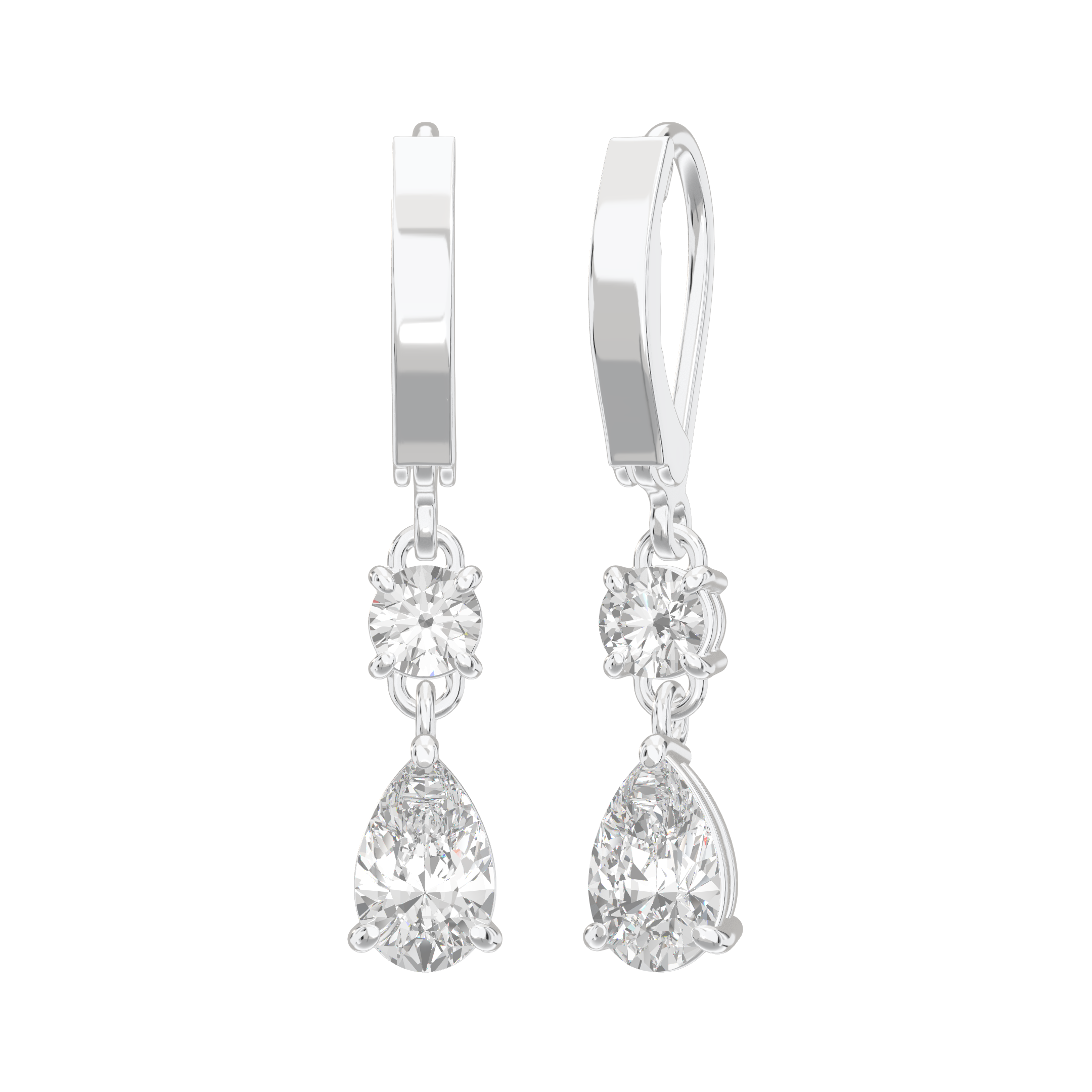 Aria Two Stone Classic Lback Drop Earrings