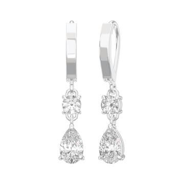 Aria Two Stone Classic Lback Drop Earrings