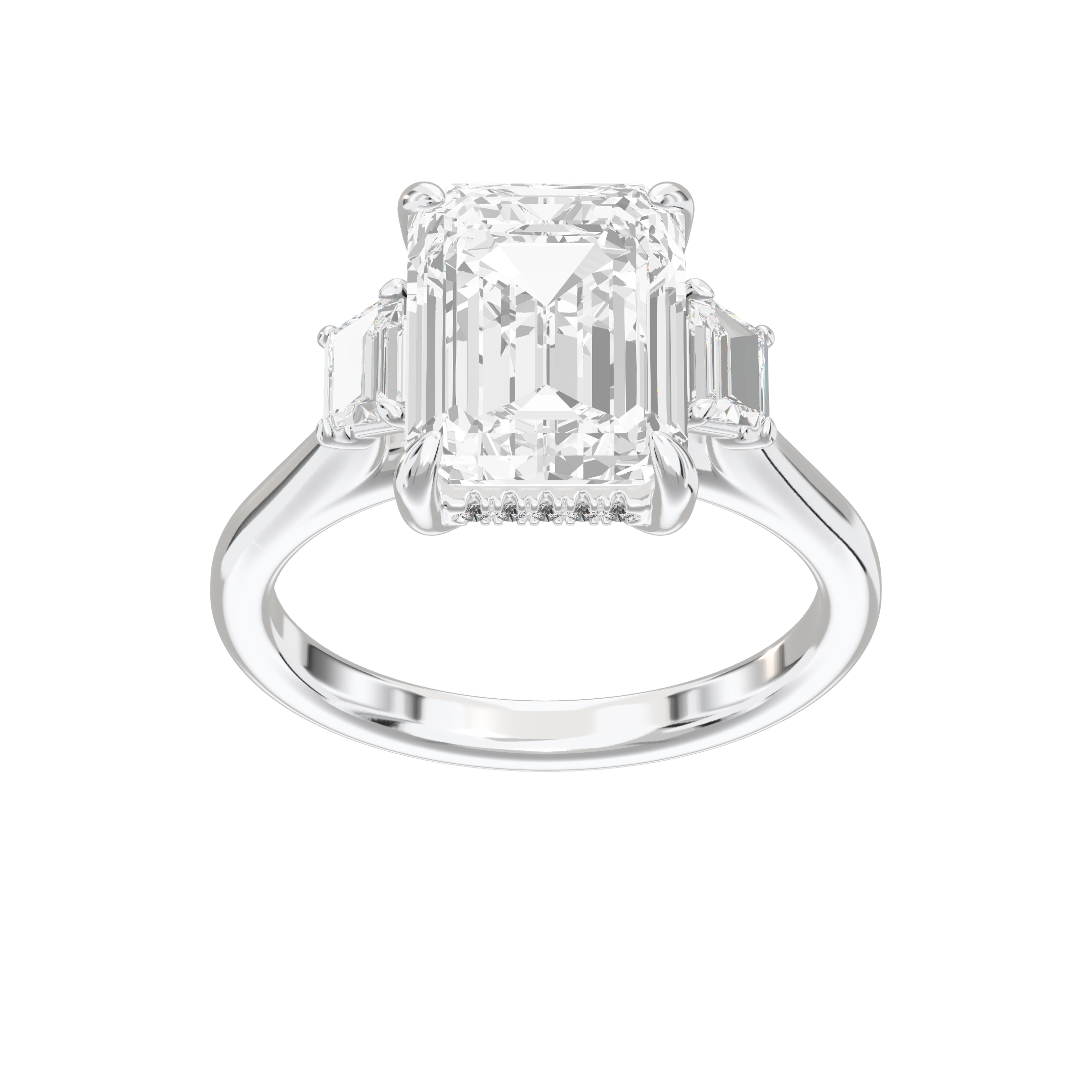 Eve Emerald Trapezoid Three-Stone Ring