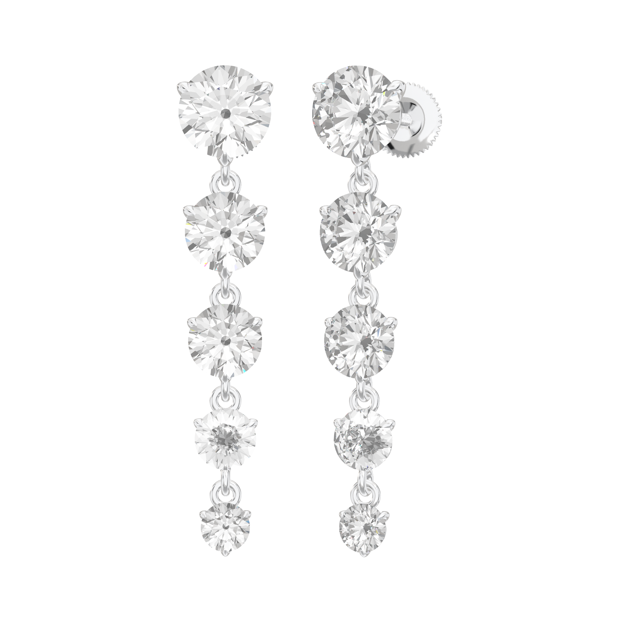 Aria Round Brilliant Five-Stone Graduated Drop Earrings
