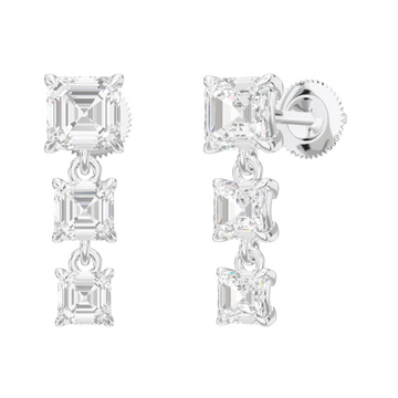 Aria Asscher Three-Stone Graduated Drop Earrings