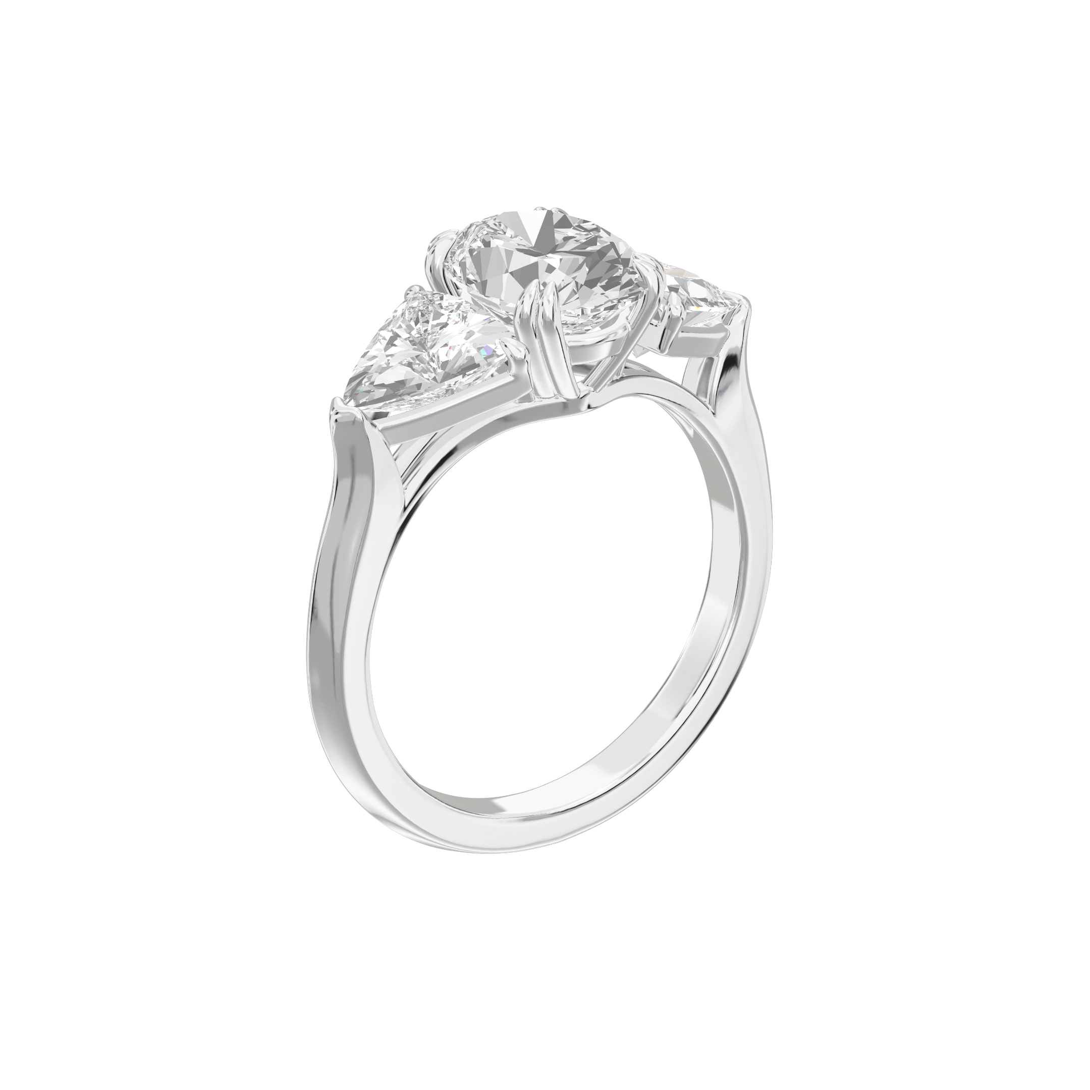 Eve Oval Claw Prong Three-Stone Ring