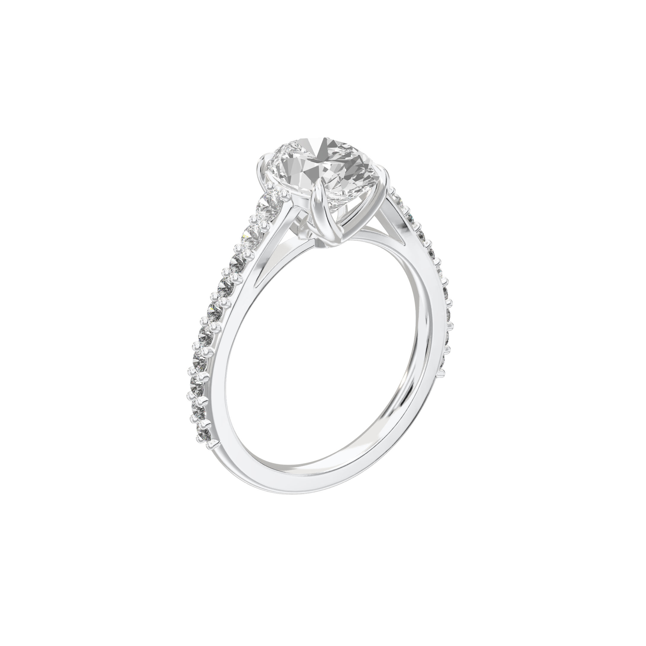 Eve Oval Graduated Side-Stone Engagement Ring