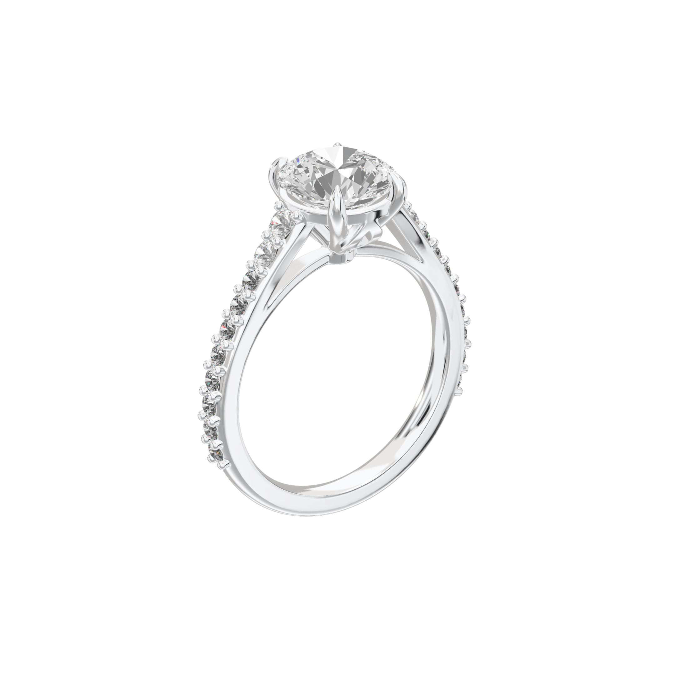 Eve Round Graduated Side-Stone Engagement Ring