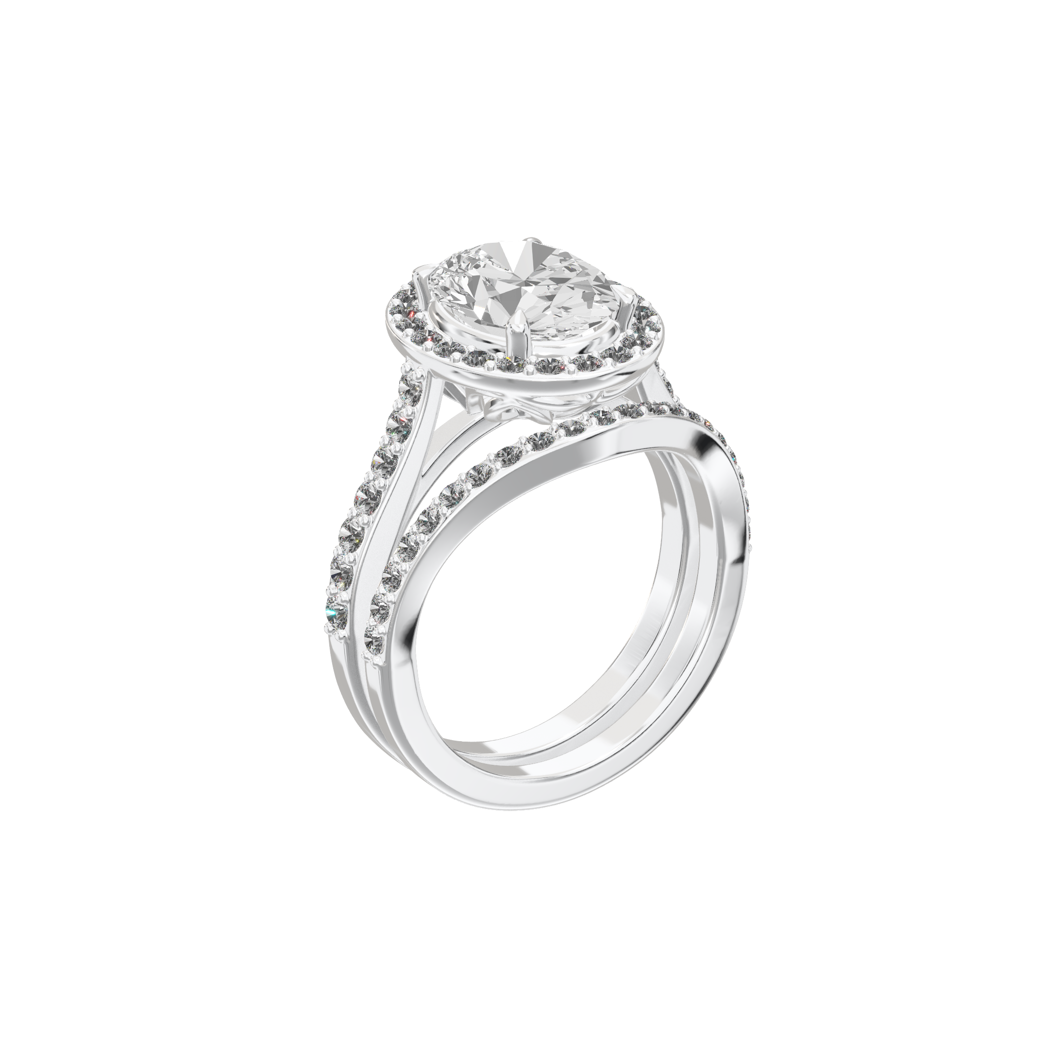 Iris Oval Accented Halo Bridal Set