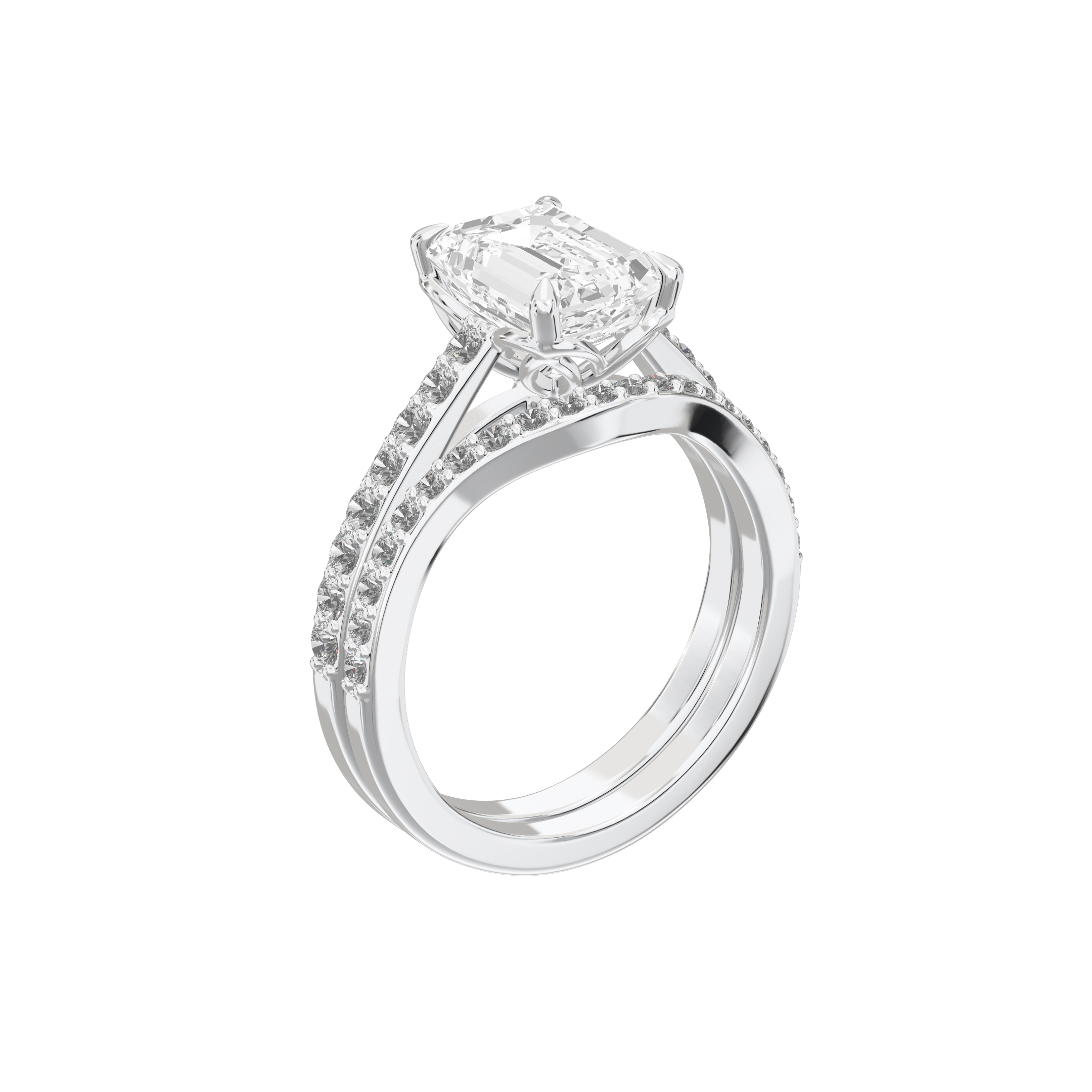 Eve Emerald Side-Stone Bridal Set