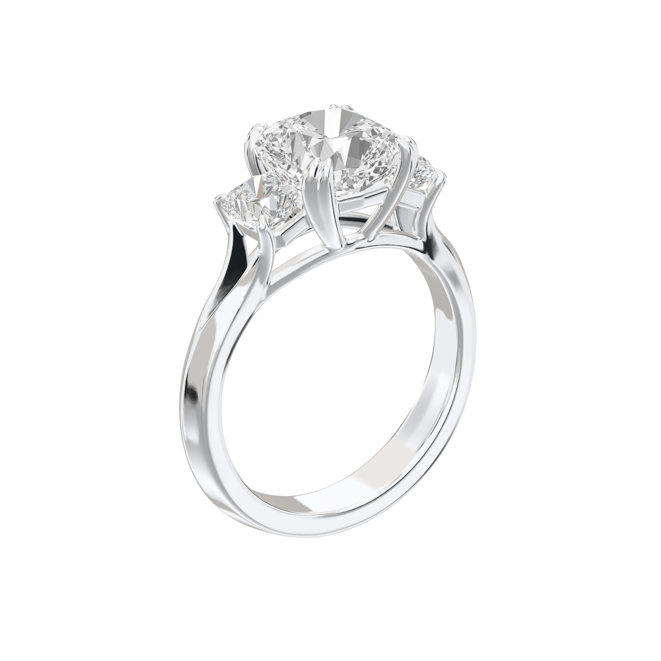 Eve Cushion Three Stone Classic Engagement Ring
