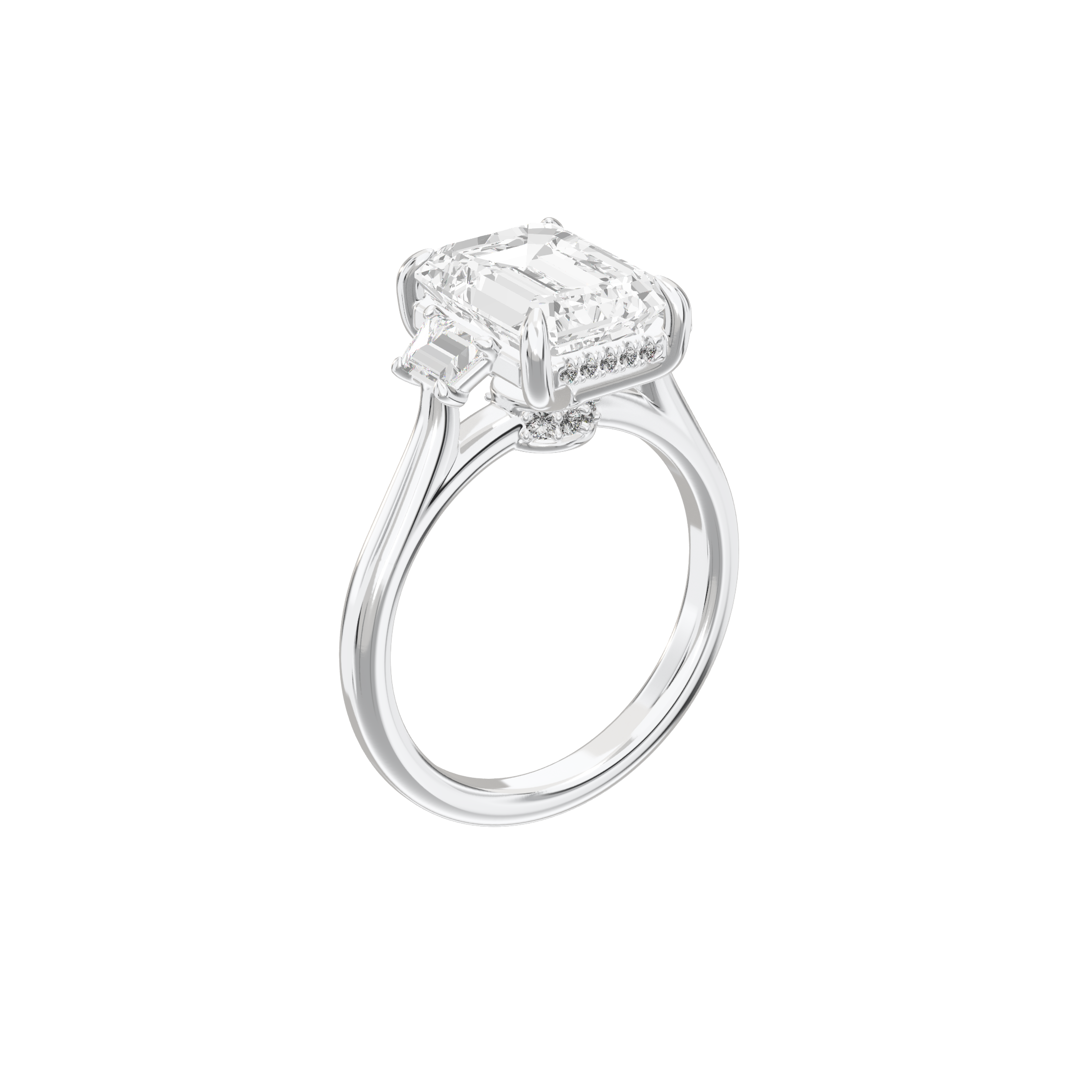 Eve Emerald Trapezoid Three-Stone Ring