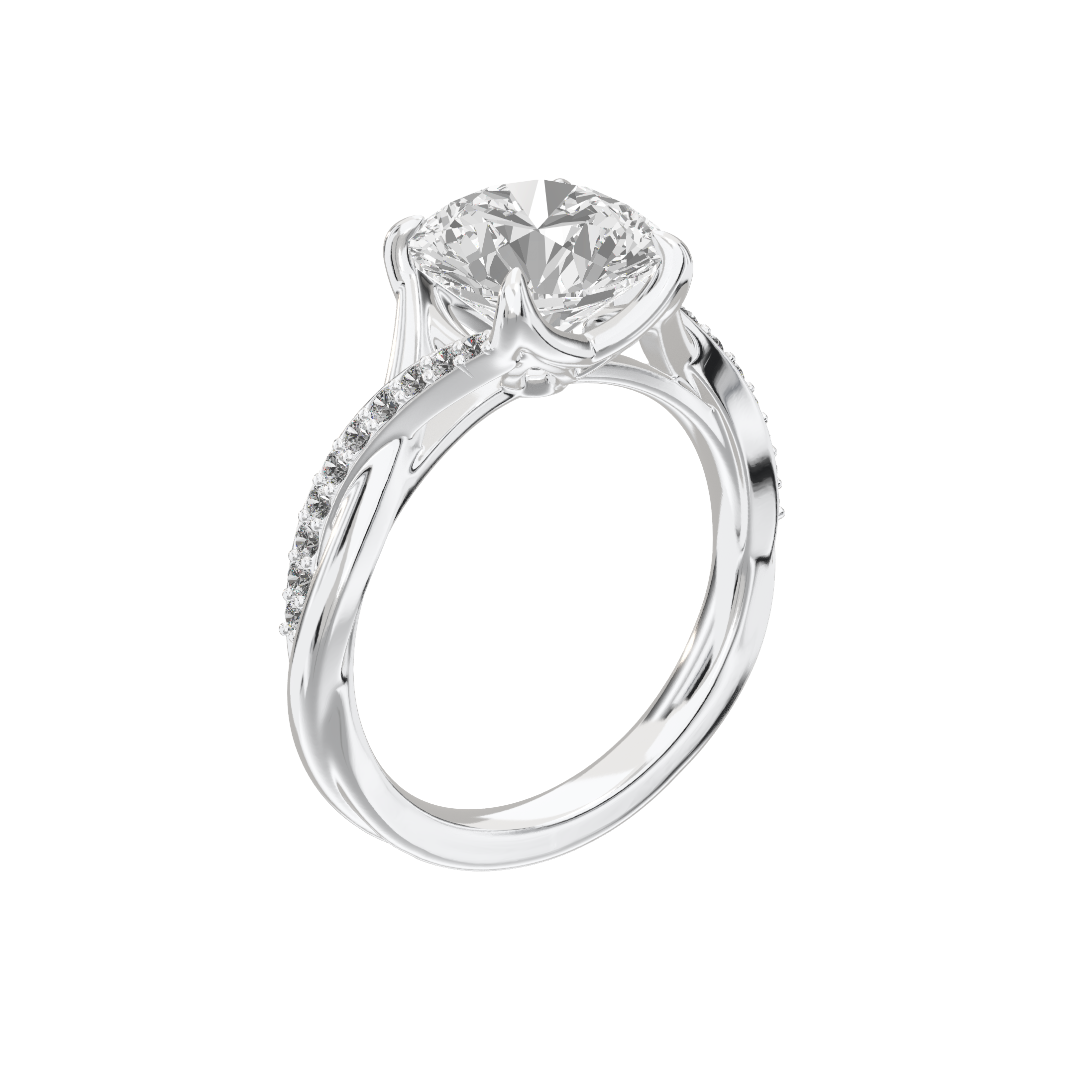 Eve Round Twisted Side-Stone Engagement Ring