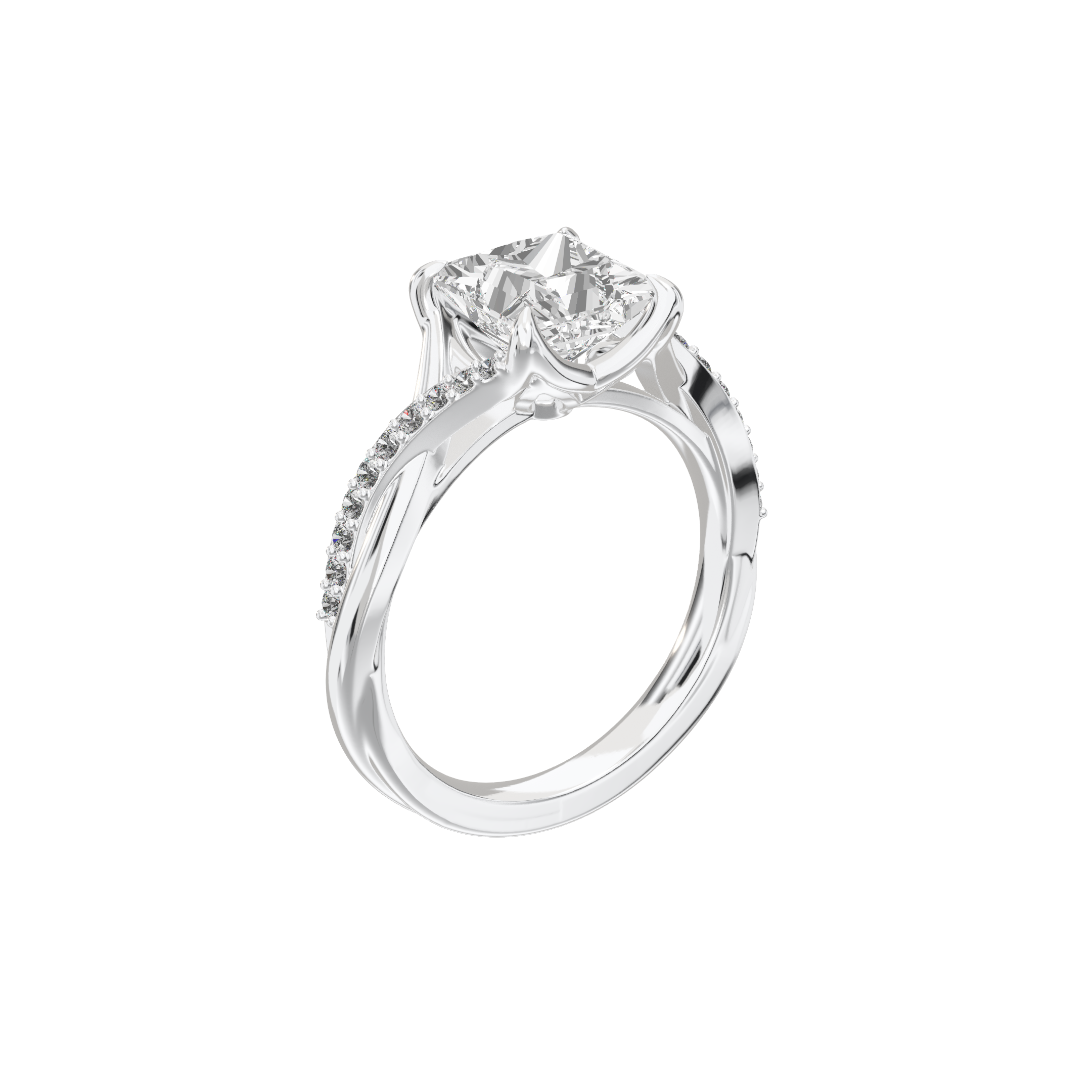 Eve Princess Twisted Side-Stone Engagement Ring