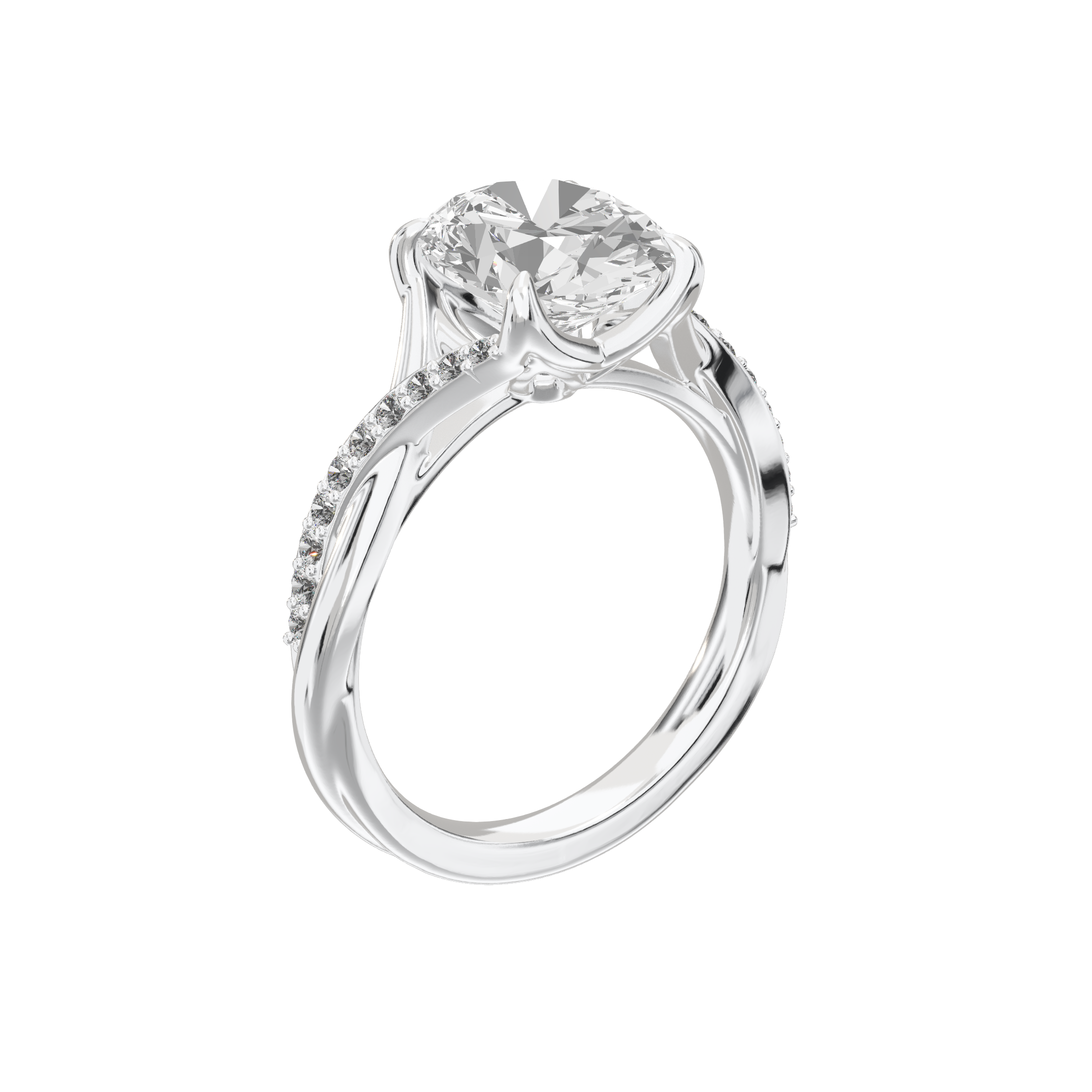 Eve Oval Twisted Side-Stone Engagement Ring