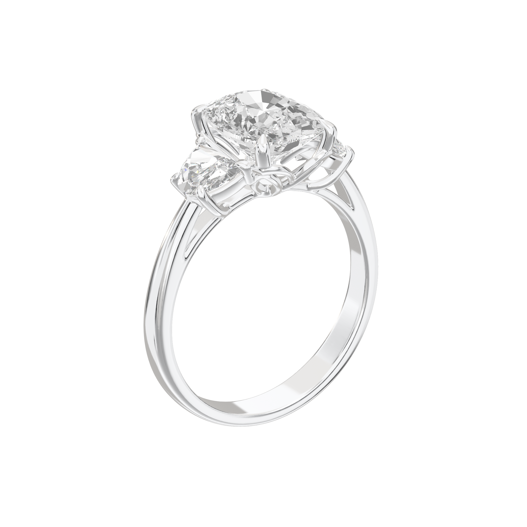 Eve Elongated Cushion Eclipse of Love Three-Stone Ring